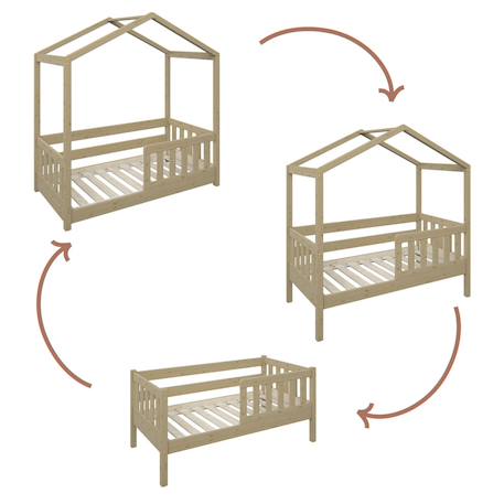 Petit lit cabane évolutif avec tiroirs pin massif charlie Blanc+Bois 11 - vertbaudet enfant 