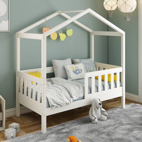 Petit lit cabane évolutif avec tiroirs pin massif charlie Blanc+Bois 4 - vertbaudet enfant 