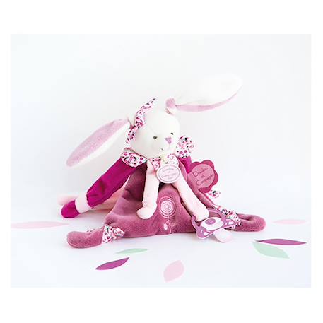 Doudou attache-sucette cerise le lapin Rose 3 - vertbaudet enfant 