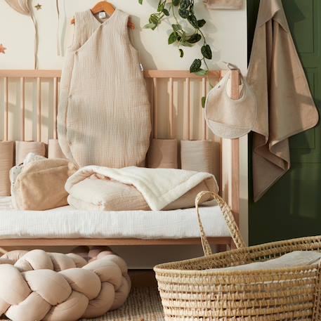 Cape de bain bambou + gant caramel forest (70 x 70 cm) Beige+Beige, écru+Ecru, marron, orange+Vert 2 - vertbaudet enfant 