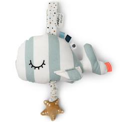 Jouet-Premier âge-Peluche musicale à suspendre baleine rose wally