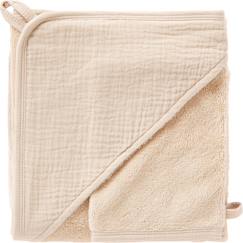 Cape de bain bambou + gant caramel forest (70 x 70 cm)  - vertbaudet enfant
