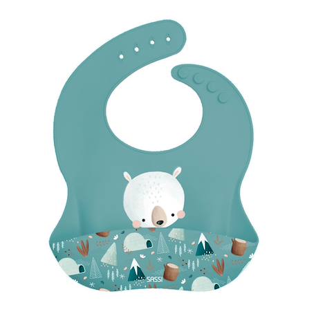 Bavoir en silicone munchy l'ours Bleu 1 - vertbaudet enfant 