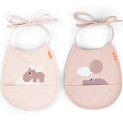 Puériculture-Repas-Bavoir petit lot de 2 happy clouds rose