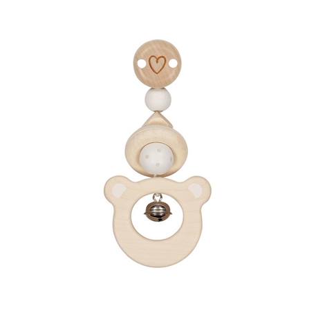 Hochet en bois avec clip ours Beige 2 - vertbaudet enfant 
