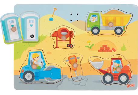 Puzzle à encastrements sonore chantier Jaune 2 - vertbaudet enfant 