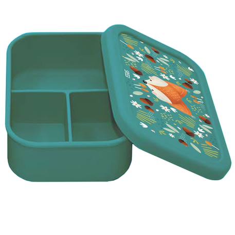 Boîte à lunch en silicone crunchy le renard Vert 1 - vertbaudet enfant 