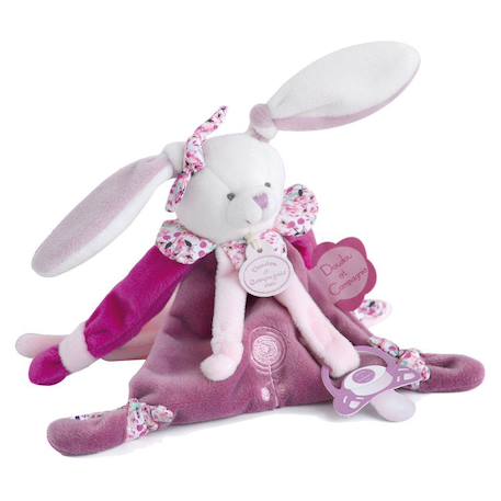 Doudou attache-sucette cerise le lapin Rose 2 - vertbaudet enfant 