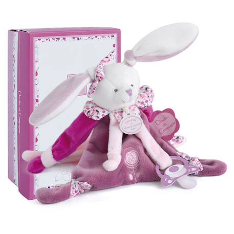 Doudou attache-sucette cerise le lapin Rose 1 - vertbaudet enfant 
