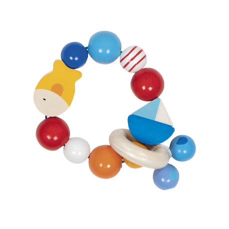Hochet en bois bateau poisson Bleu 2 - vertbaudet enfant 