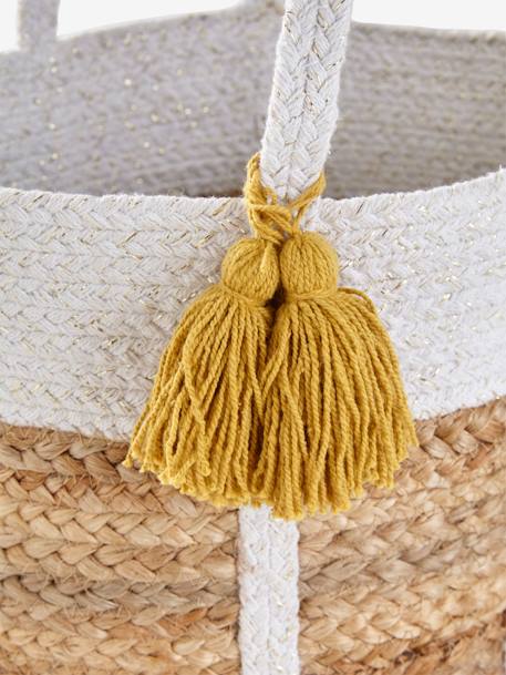 Panier de rangement en jute bicolore avec pompons blanc 5 - vertbaudet enfant 