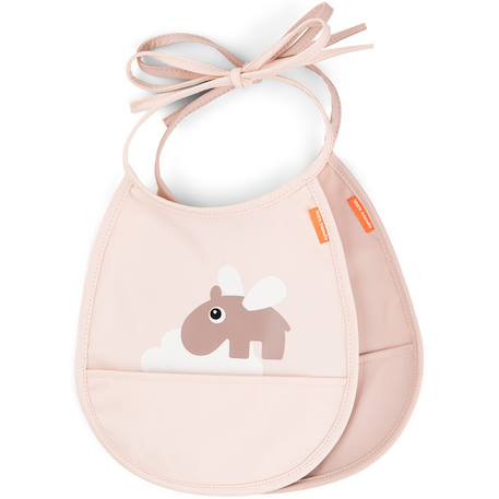 Bavoir petit lot de 2 happy clouds rose Rose, blanc+Vert, blanc 2 - vertbaudet enfant 