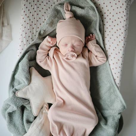 Cape de bain en coton bio fog Ecru+Vert 8 - vertbaudet enfant 