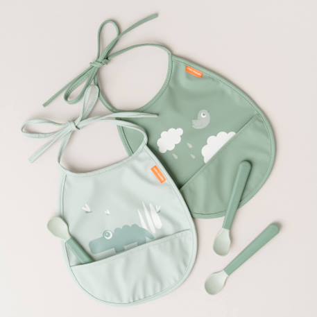 Bavoir petit lot de 2 happy clouds rose Rose, blanc+Vert, blanc 12 - vertbaudet enfant 