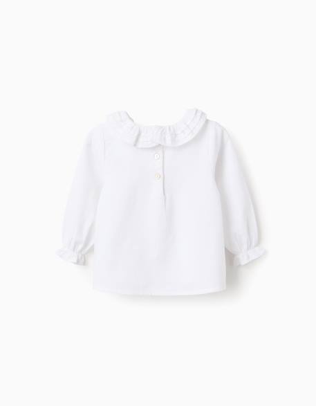 Chemisier en sergé de coton avec volants Blanc 2 - vertbaudet enfant 