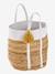 Panier de rangement en jute bicolore avec pompons blanc 4 - vertbaudet enfant 