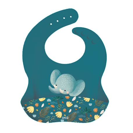 Bavoir en silicone chewy l'éléphant Bleu 1 - vertbaudet enfant 