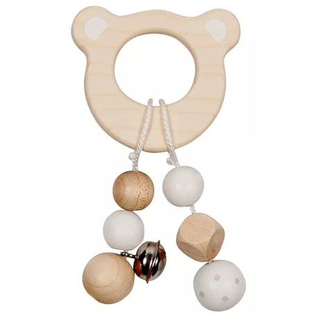 Hochet en bois tête d'ours Beige 1 - vertbaudet enfant 