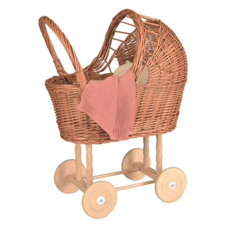 Landau en osier avec couverture tricot Marron 1 - vertbaudet enfant 