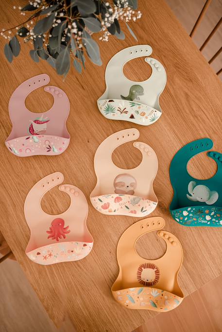 Bavoir en silicone gnawy le paresseux Beige 2 - vertbaudet enfant 