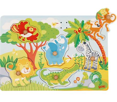 Puzzle à encastrements sonore zoo Vert 1 - vertbaudet enfant 