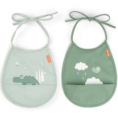 Puériculture-Repas-Bavoir petit lot de 2 happy clouds rose