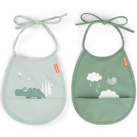 Bavoir petit lot de 2 happy clouds rose Rose, blanc+Vert, blanc 7 - vertbaudet enfant 