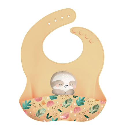 Bavoir en silicone gnawy le paresseux Beige 1 - vertbaudet enfant 