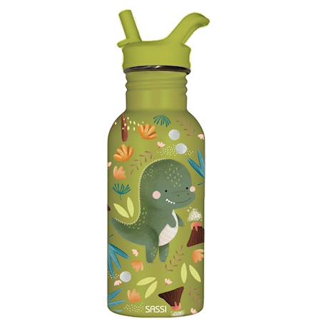 Bouteille en inox cracky le dinosaure 500 ml Vert 1 - vertbaudet enfant 