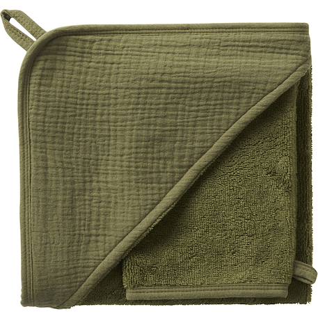 Garçon-Cape de bain bambou + gant caramel forest (70 x 70 cm)
