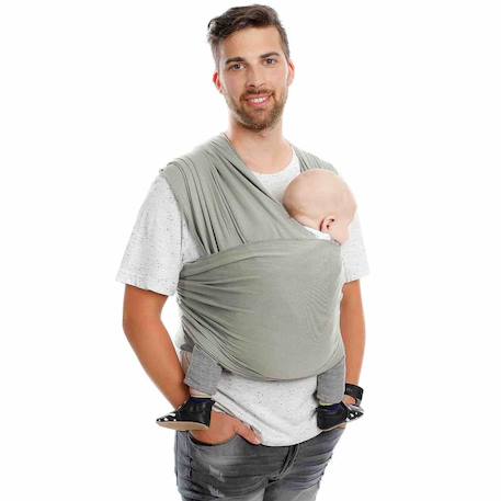 Écharpe de portage tricot slen en bambou Kaki+Vert amande 7 - vertbaudet enfant 