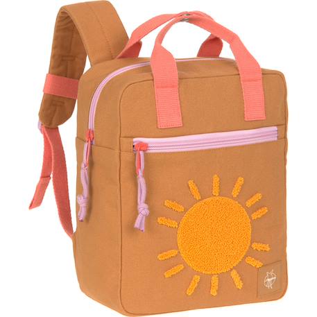 Petit sac à dos carré little one & me caramel Marron, jaune, orange 1 - vertbaudet enfant 