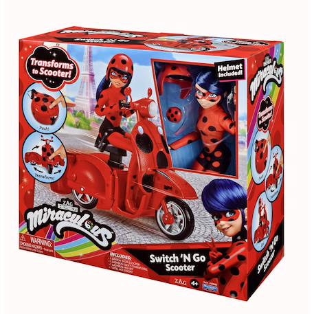 Scooter miraculous switch'n go + poupée articulée ladybug Rouge 5 - vertbaudet enfant 
