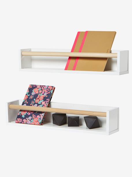 Lot de 2 étagères livres blanc/bois+ROSE+VERT 1 - vertbaudet enfant 