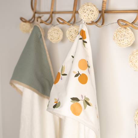 Ma première cape de bain en coton et bambou clem Clem, orange, vert 6 - vertbaudet enfant 