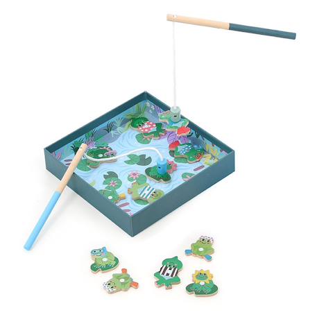 Pêche à la ligne magnétique grenouilles Bleu 1 - vertbaudet enfant 