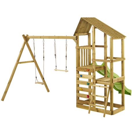 Toboggan Et Balançoire Bébé 5 En 1 – Structure Autoportante Avec Panier De Basket – Intérieur/Extérieur – Dès 1 An