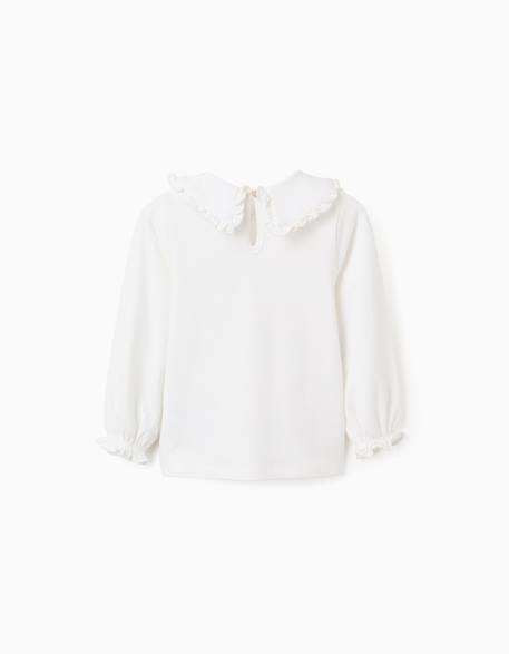 T-shirt avec col claudine et volants Blanc 2 - vertbaudet enfant 
