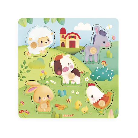 Puzzle tactile en bois fsc ferme Vert 1 - vertbaudet enfant 