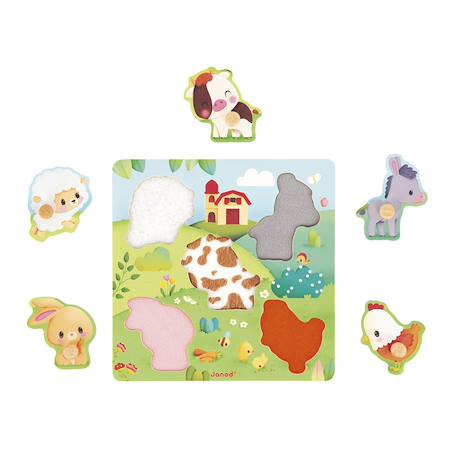 Puzzle tactile en bois fsc ferme Vert 2 - vertbaudet enfant 