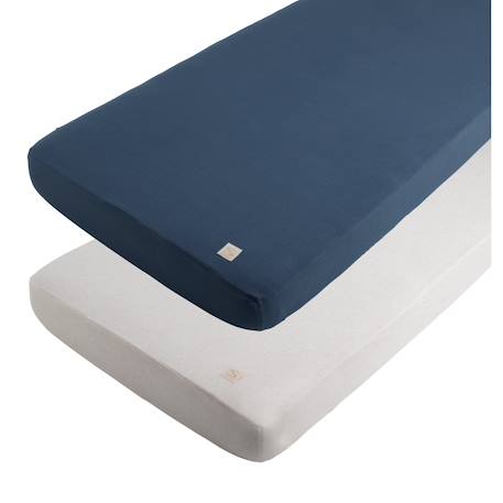 Lot de 2 draps housse en coton pour lit bébé - petit coeur Bleu+Rose 1 - vertbaudet enfant 