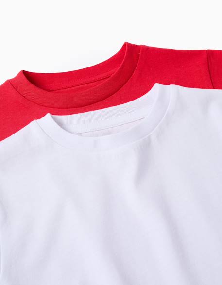 Pack 2 t-shirts en coton Blanc+Bleu foncé+Rouge 11 - vertbaudet enfant 