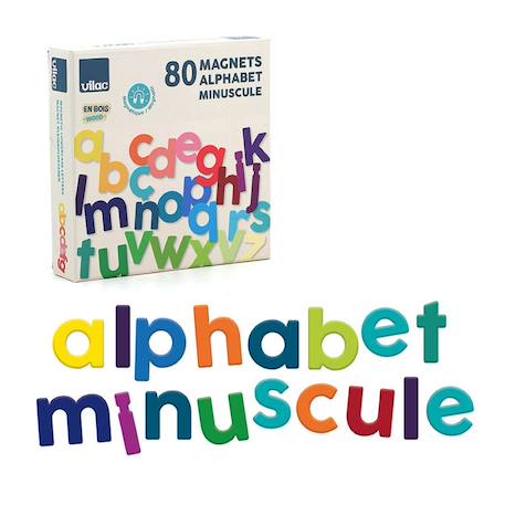 Magnets alphabet minuscule 80 pcs Beige 1 - vertbaudet enfant 