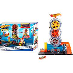 Jouet-Jeux d'imagination-Hot wheels city - circuit boutique de pneus