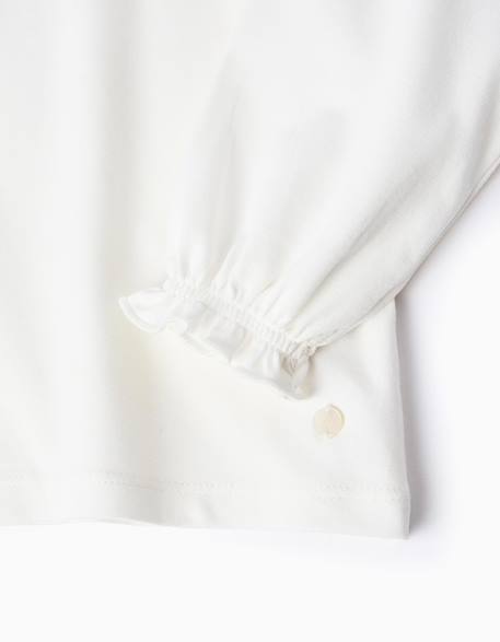 T-shirt avec col claudine et volants Blanc 4 - vertbaudet enfant 