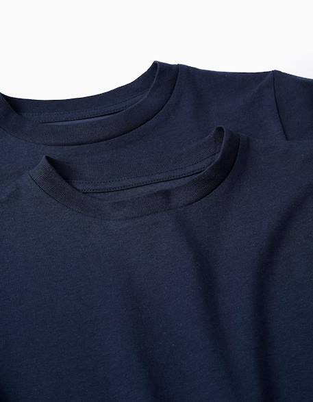 Pack 2 t-shirts en coton Blanc+Bleu foncé+Rouge 7 - vertbaudet enfant 