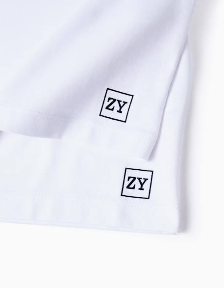 Pack 2 t-shirts en coton Blanc+Bleu foncé+Rouge 3 - vertbaudet enfant 