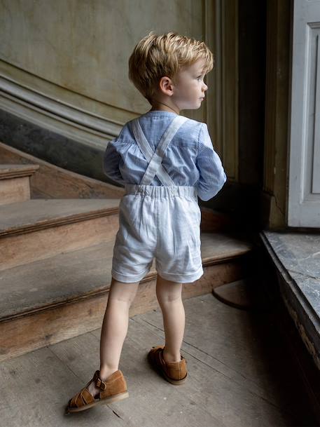 Bermuda à bretelles bébé – collection fêtes et mariages Blanc doux 5 - vertbaudet enfant 