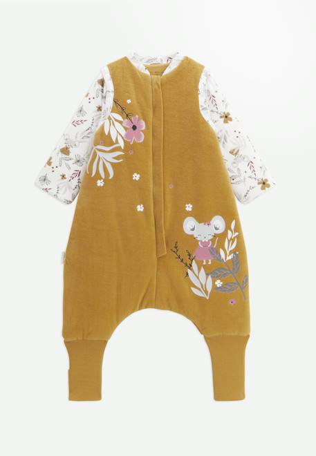 Turbulette d'hiver en velours avec pieds retroussables et manches amovibles charlie Ocre 1 - vertbaudet enfant 