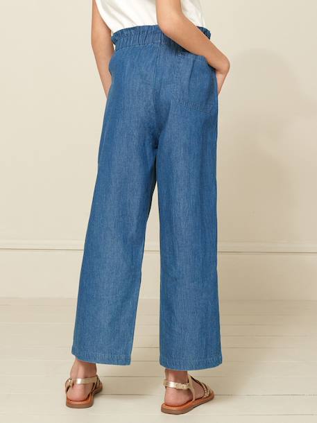 Pantalon large  en denim light Denim stone 5 - vertbaudet enfant 